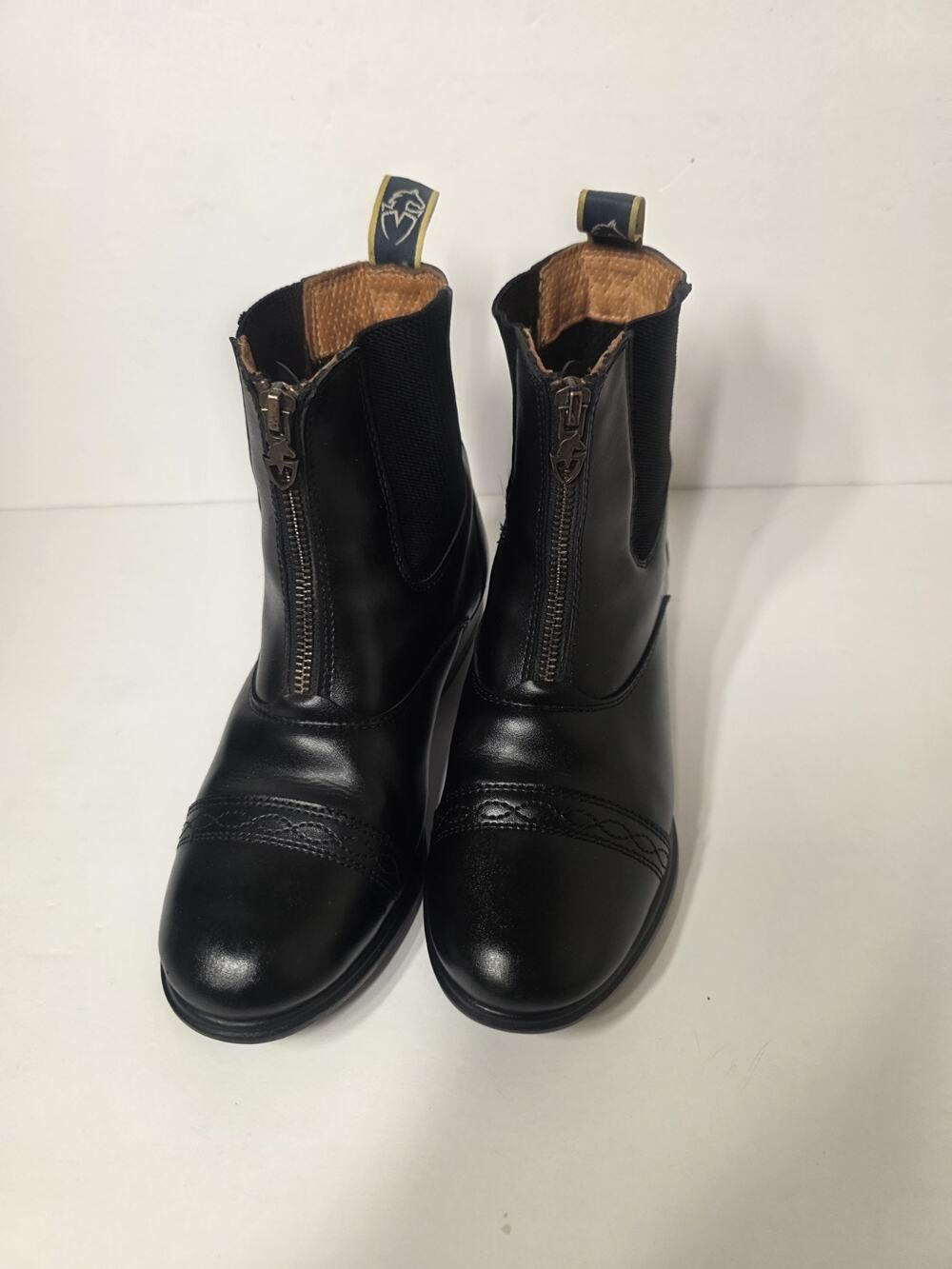 Moretta Clio Black Leather Paddock Riding Boots Front Zip Equestrian US 5